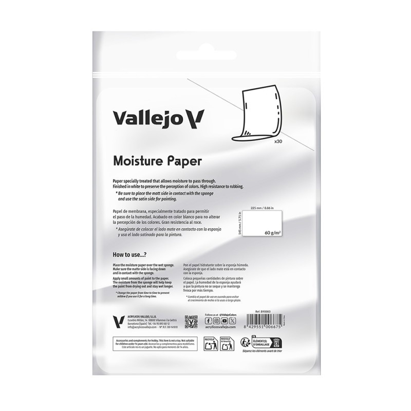 Vallejo - B90003 - Accessoire - 30 papiers rétenteur d'humidité
