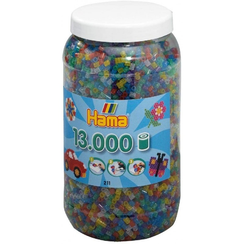 Hama - Perles - 211-54 - Taille Midi - Pot 13000 perles mélange pailletés