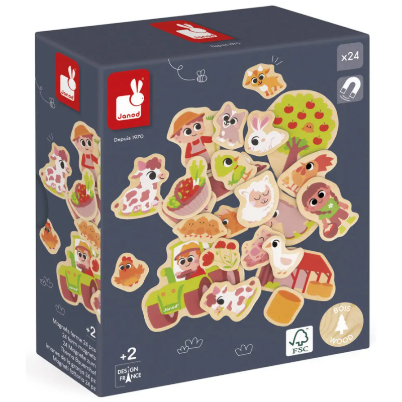 Janod - Loisirs créatifs - Magnets de la ferme - 24 pièces