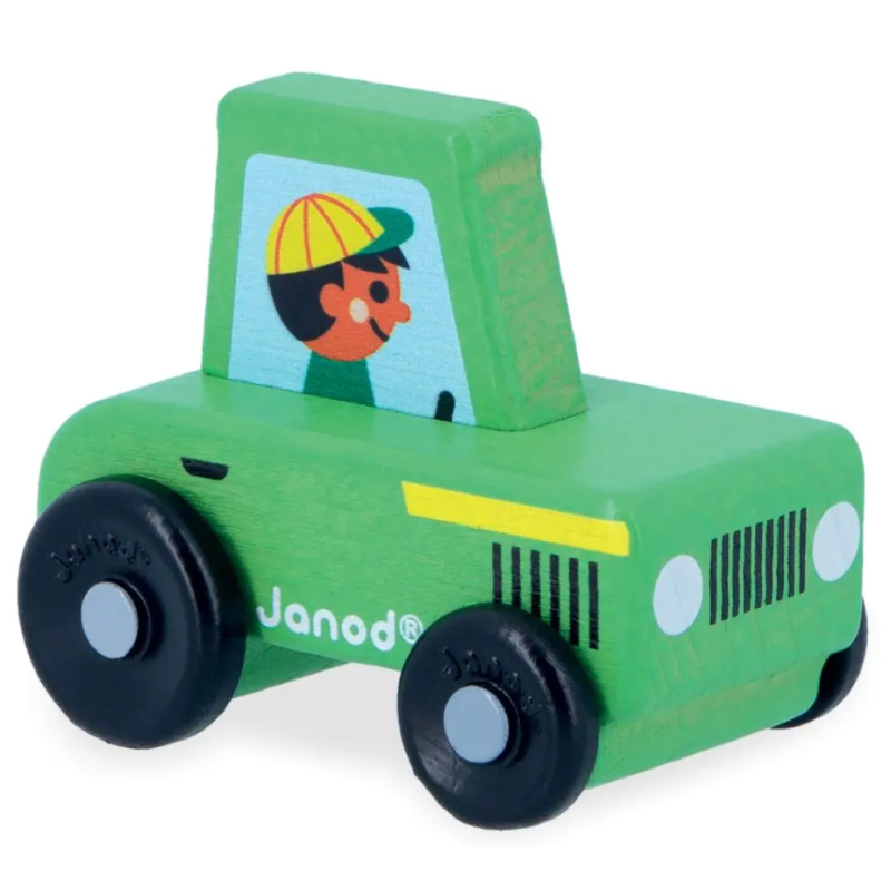 Janod - Jouet en bois enfant - Tracteur vert Cross Roads