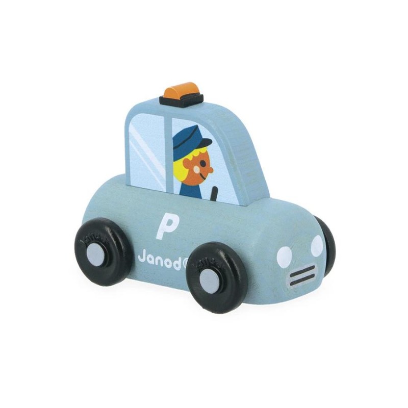 Janod - Jouet en bois enfant - Voiture de police Cross Roads