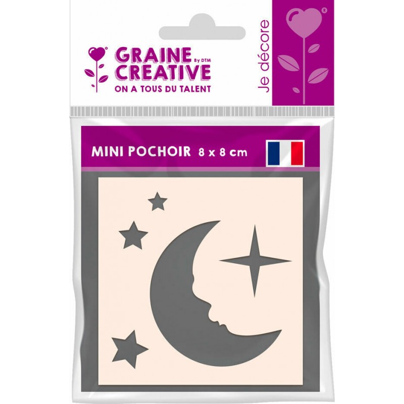 Graine Créative - Loisirs créatifs - Pochoir - Lune et étoiles - 8 x 8 cm
