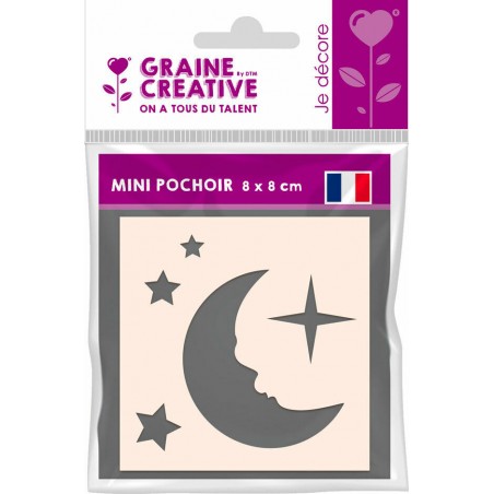 Graine Créative - Loisirs créatifs - Pochoir - Lune et étoiles - 8 x 8 cm