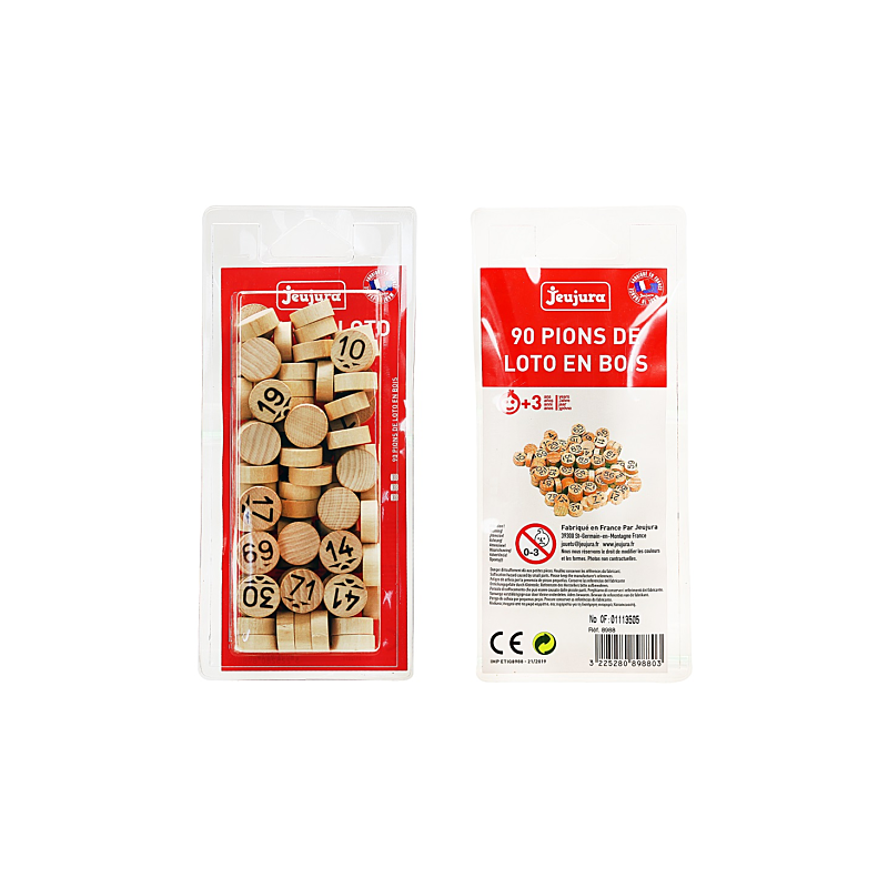 Jeujura - Sachet de 90 pions de loto en bois