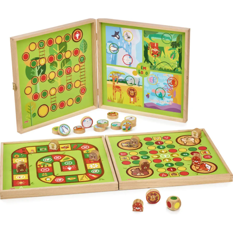 Jeujura Mon Premier Coffret de Jeux ? Coffret en bois 4 jeux simplifiés ? dès 2 ans