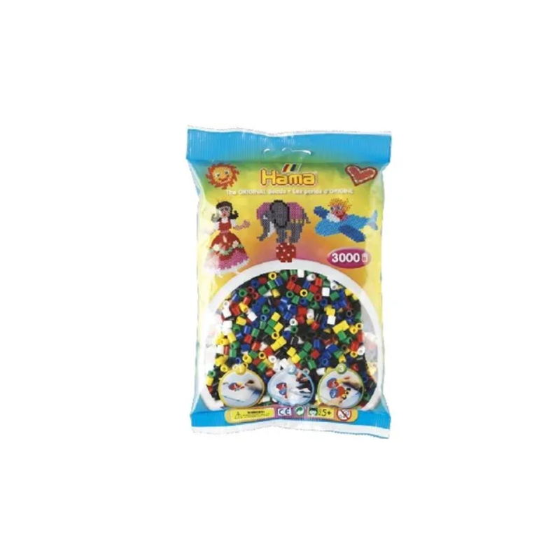 Hama - Sachet de 3000 perles midi - Mélange de 6 couleurs