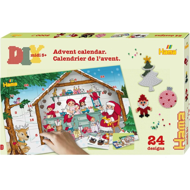 Hama - Coffret de perles midi - Calendrier de l'Avent - 5000 perles et plaques