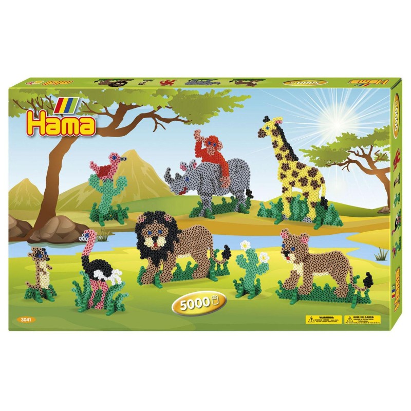 Hama - Coffret de perles midi - Safari - 5000 pièces et plaques