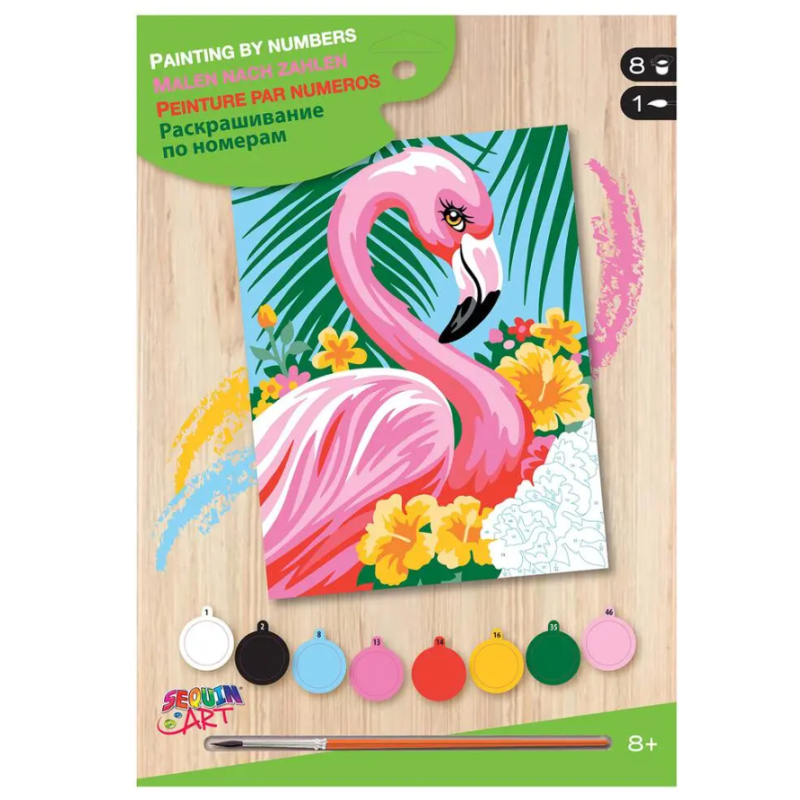 OZ - Loisirs créatifs - Peinture par numéro - Débutants - Flamant rose