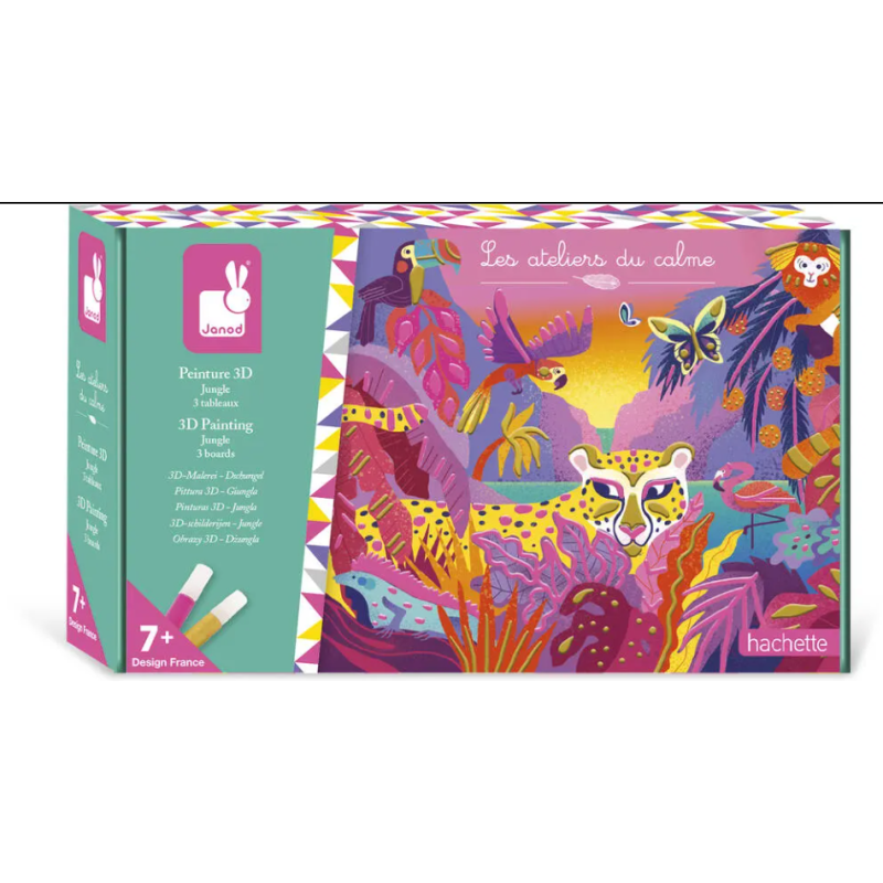 Janod - Loisirs créatifs - Peinture 3D è Jungle - 3 tableaux