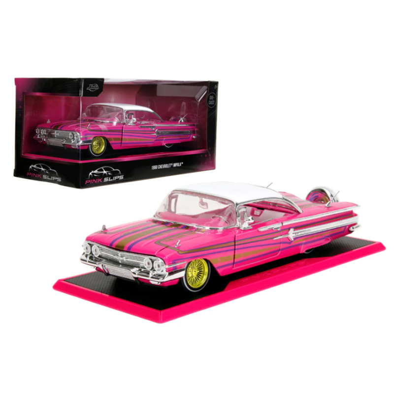 Jada - Véhicule miniature - Chevrolet Impala 1960 rose - 1:24