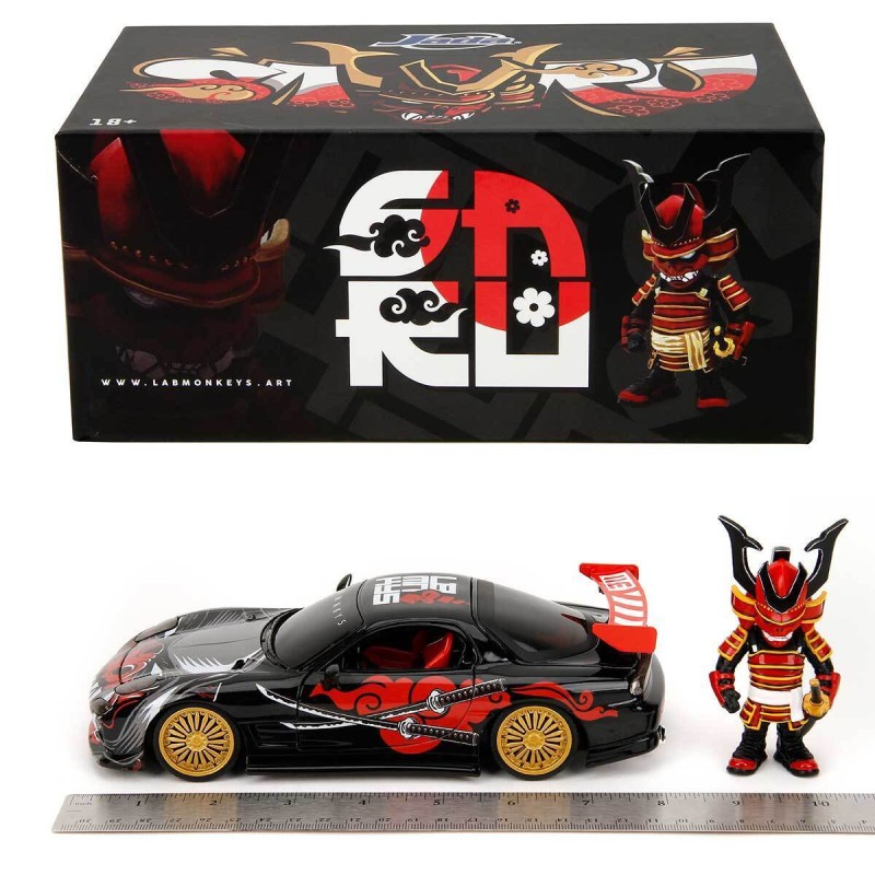 Jada - Véhicule miniature - Mazda RX-7 black avec figurine Saru Labmonkey - 1:24