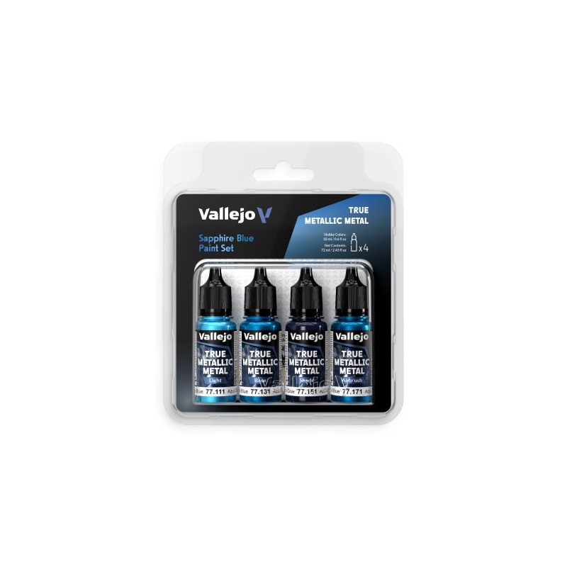 Vallejo - 77256 - Set de peintures métal - Bleu saphir