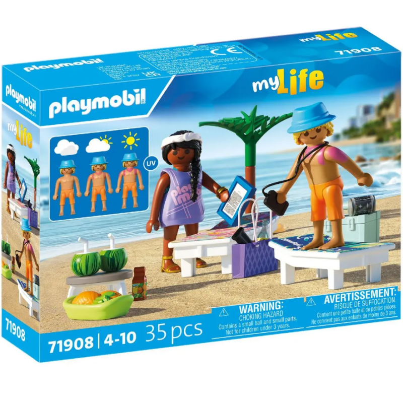 Playmobil - 71908 - Couple de vacanciers à la plage avec transats