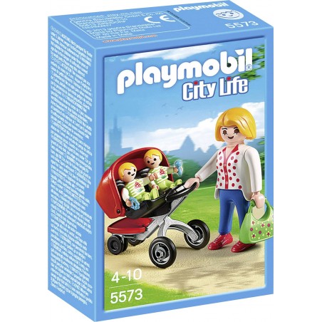 Playmobil - 5573 - L'école - Maman avec jumeaux et landau