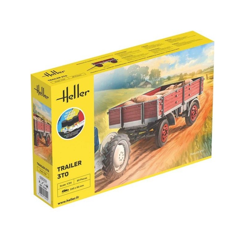 Heller - Maquette de voiture - Starter Kit - Remorque agricole - 1:24