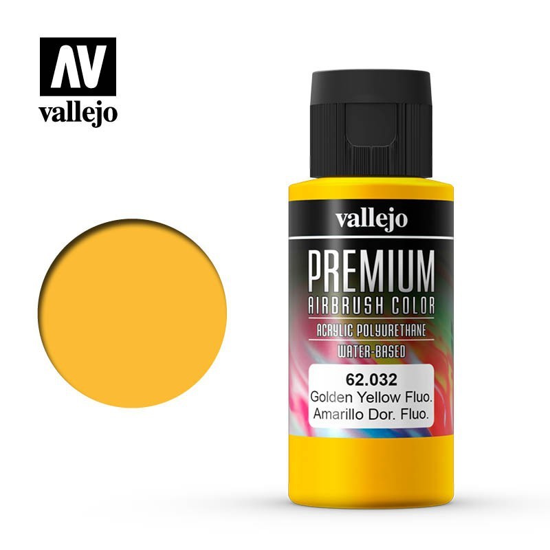Vallejo - Peinture aérographe acrylique premium - Jaune fluo doré - 60ml