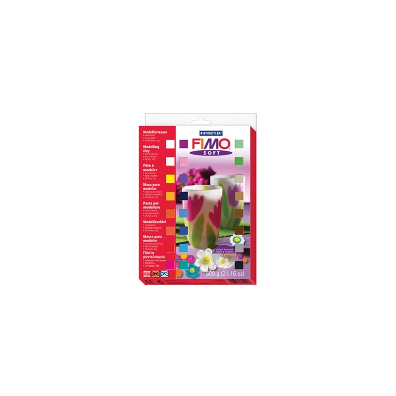 Graine Créative - Loisirs créatifs - Pâte FIMO Soft - Coffret de 24 pains de 25 g - Couleurs assorti