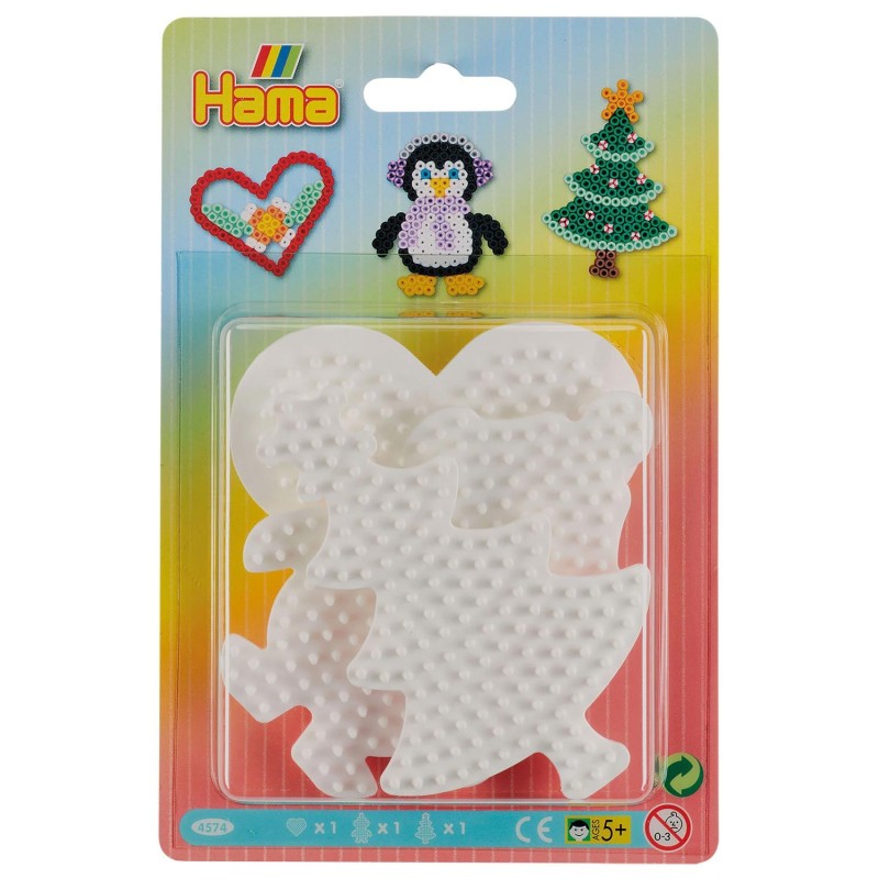 Hama - 4574 - Blister de 3 plaques - Coeur, pingouin et sapin