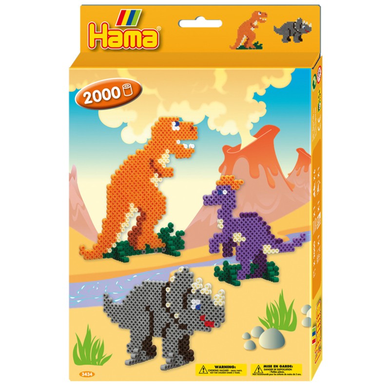 Hama - 3434 - Boite 2000 perles MIDI - Le monde des dinosaures