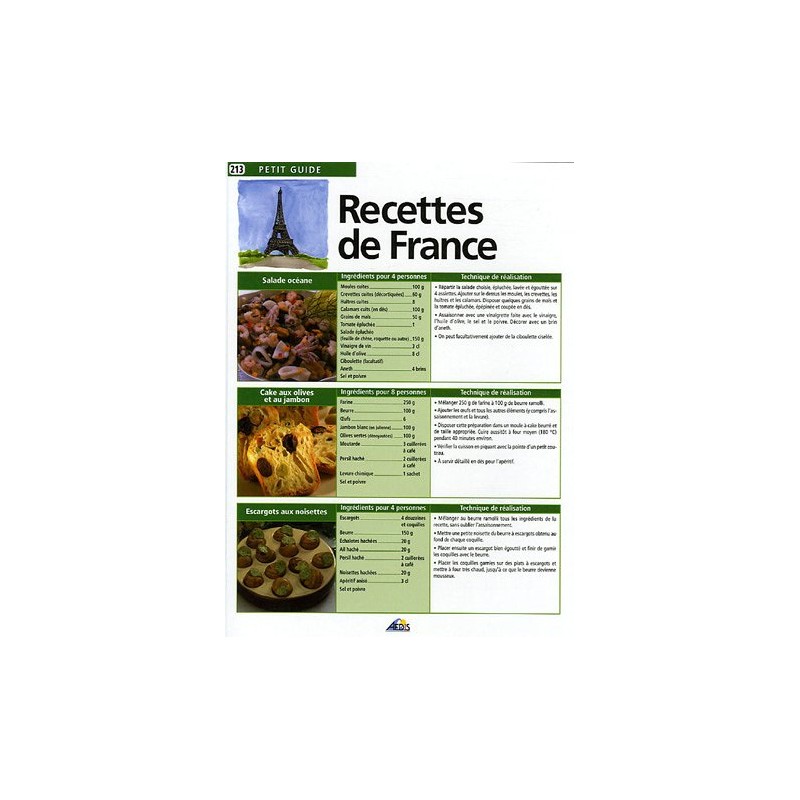 Aedis collection - Numéro 213 - Les recettes de France