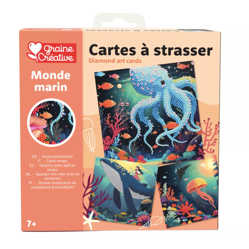Graine créative - Cartes à strasser - Monde marin