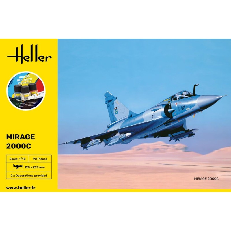 Heller - Maquette - Avion - Starter Kit - Mirage 2000 C - 1:48