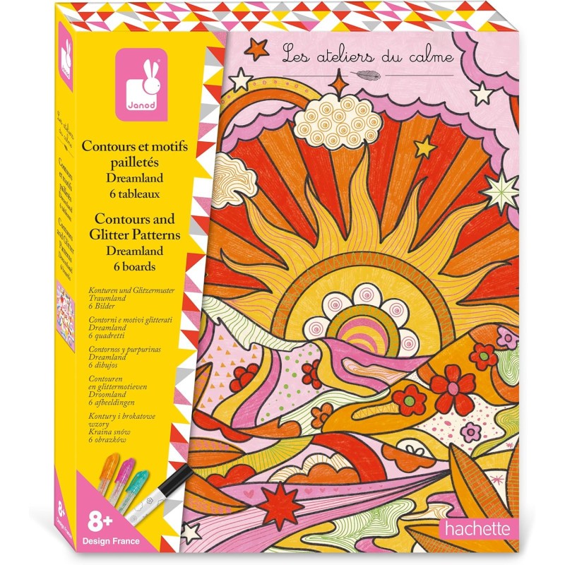 Janod - Dessin et coloriage -Contours motifs pailletés