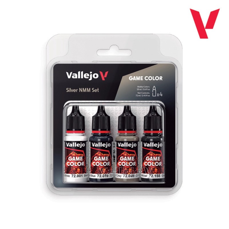 Vallejo - Set de 4 peintures acryliques - Teintes argent