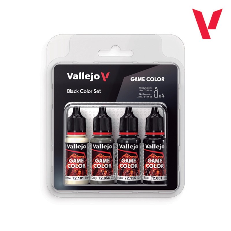 Vallejo - Set de 4 peintures acryliques - Teintes de noir