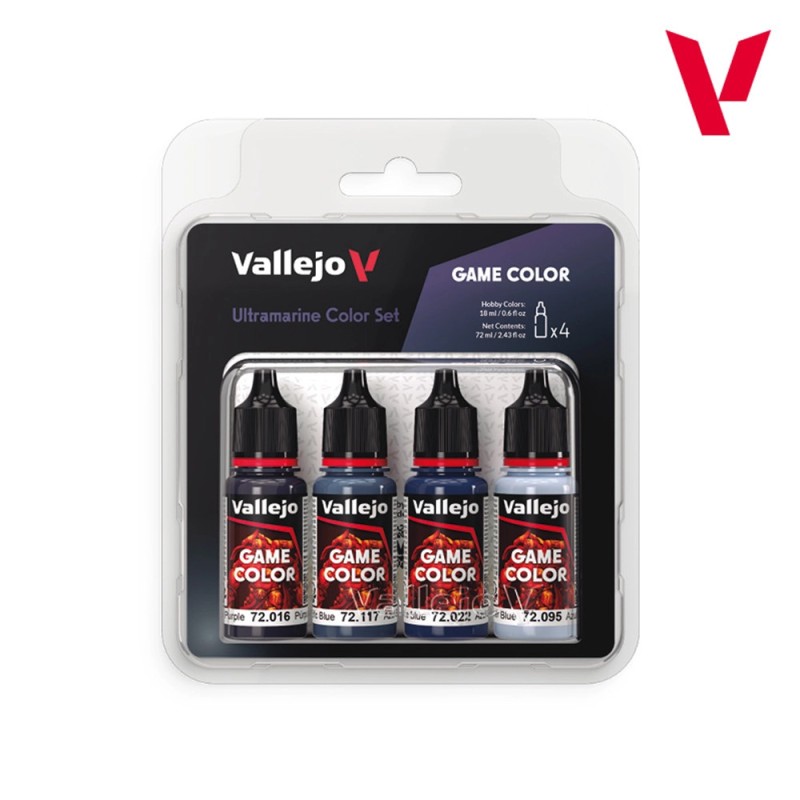 Vallejo - Set de 4 peintures acryliques - Teintes ultramarines