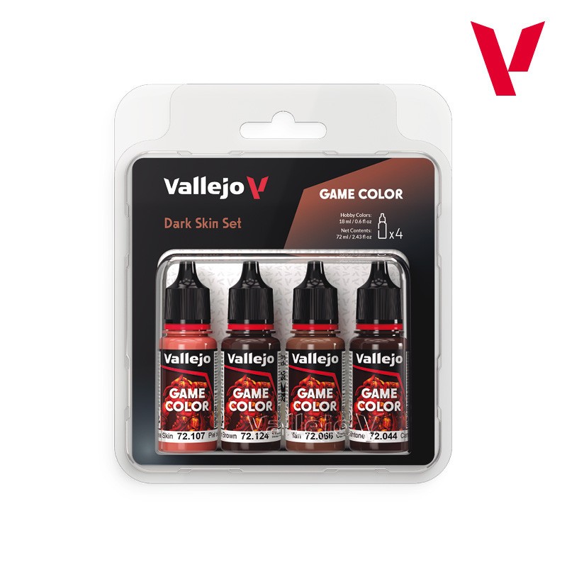 Vallejo - Set de 4 peintures acryliques - Teintes de peau foncée
