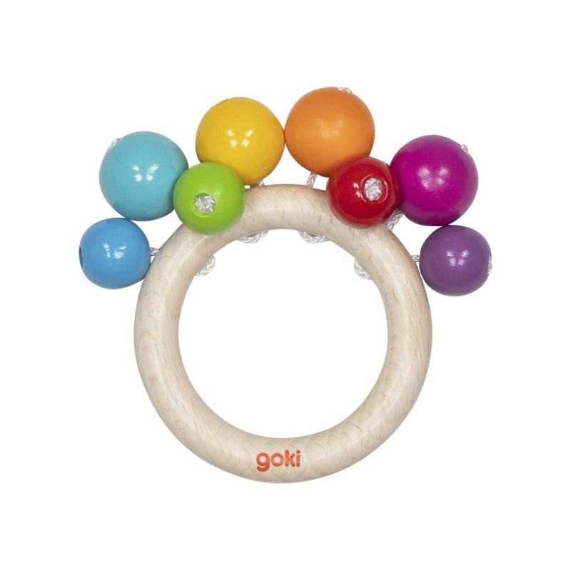 Gollnest - Hochet anneau en bois avec perles