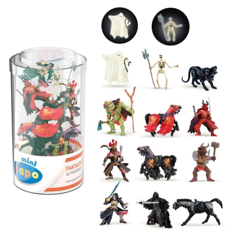 Papo - Tubo mini plus - 12 figurine le monde fantastique