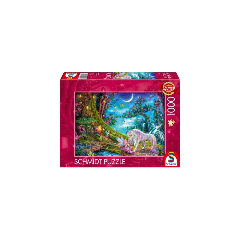 Schmidt - Puzzle 1000 pièces - Licorne et l'elfe se disent bonne nuit