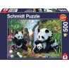 Schmidt - Puzzle 500 pièces - La famille panda à la cascade