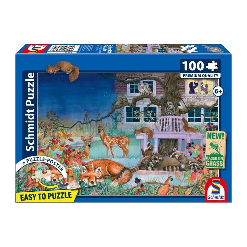 Schmidt - Puzzle 100 pièces - Visite nocturne des animaux