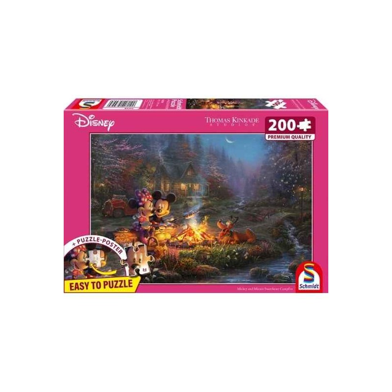 Schmidt - Puzzle 200 pièces - Mickey et Minnie Douceur au feu de camp