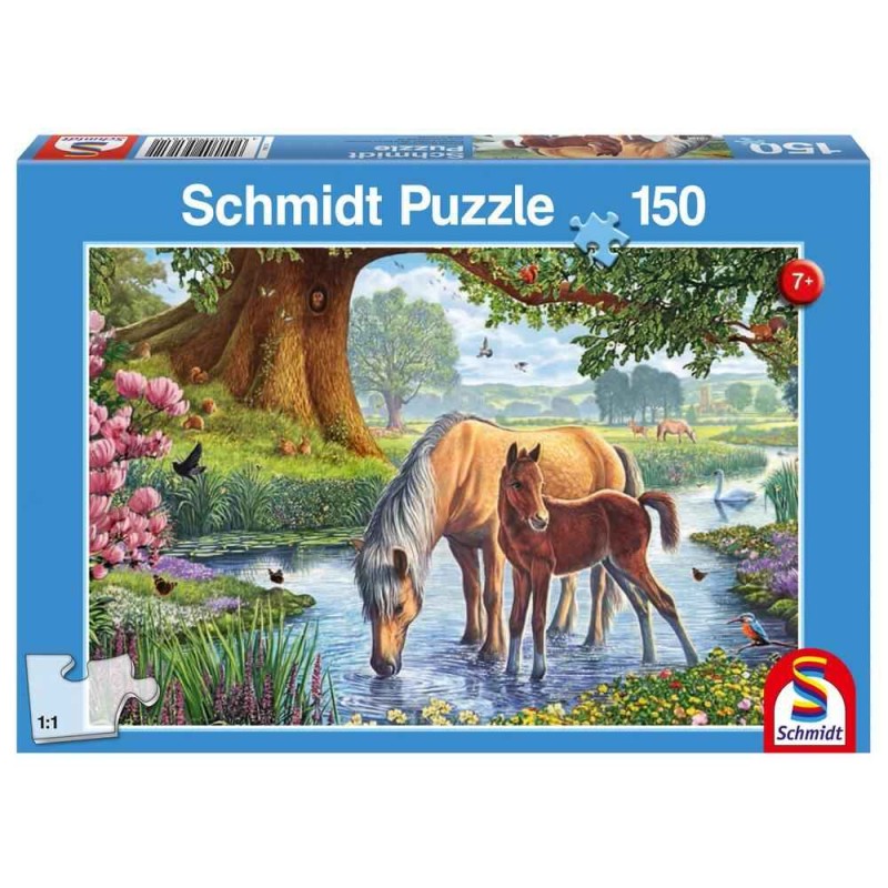 Schmidt - Puzzle 150 pièces - Chevaux dans le ruisseau