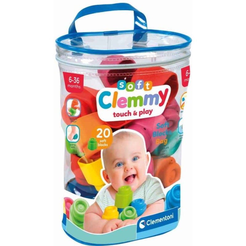 Clementoni - Sac de 20 cubes de construction Clemmy
