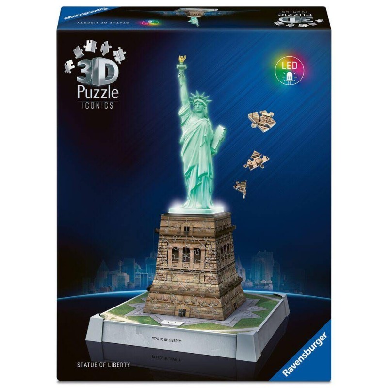 Ravensburger - Puzzle 3D 108 pièces - Statue de la Liberté illuminée