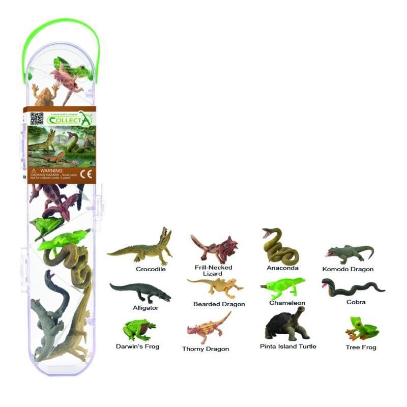 Collecta - Coffret de 12 mini figurines reptiles et amphibiens