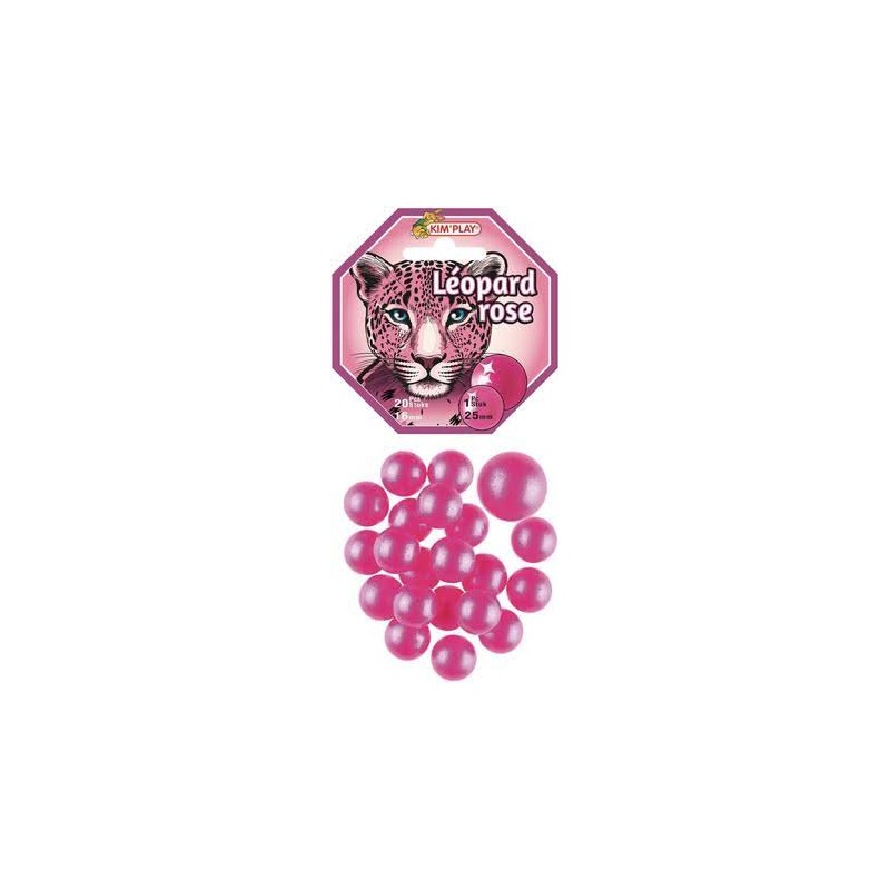 Kim Play - Filet de 20 billes et 1 calot Leopard rose