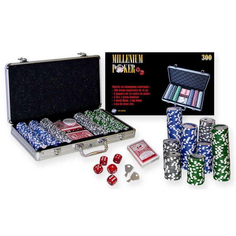Mallette de 300 jetons de poker avec cartes et accessoires