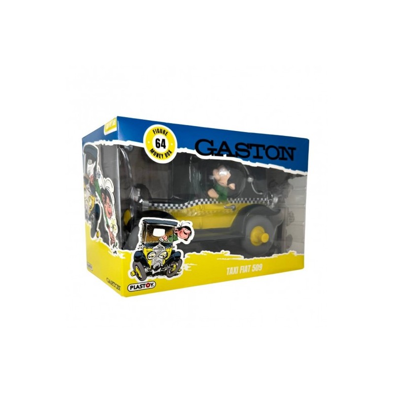 Plastoy - Figurine tirelire - Gaston Lagaffe et sa voiture