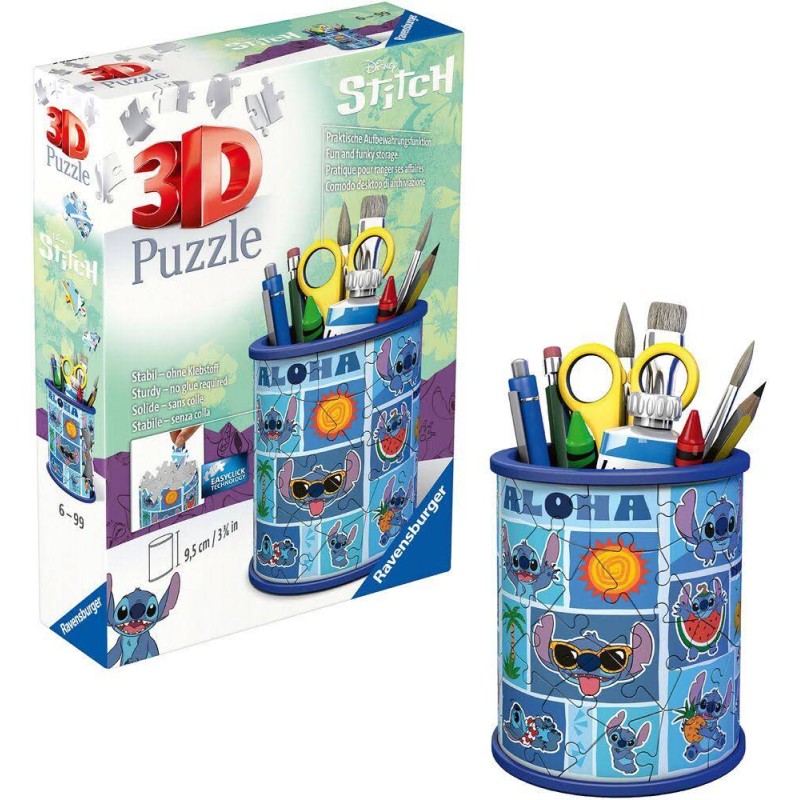 Ravensburger - Puzzle 3D 54 pièces - Pot à crayon Stitch