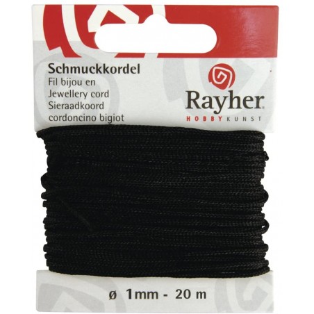 Rayher - Carte de cordon pour bijou - Noir - 1mm x 20 mètres