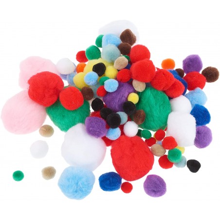 Rayher - Sachet de 100 pompons - Tailles et couleurs assorties