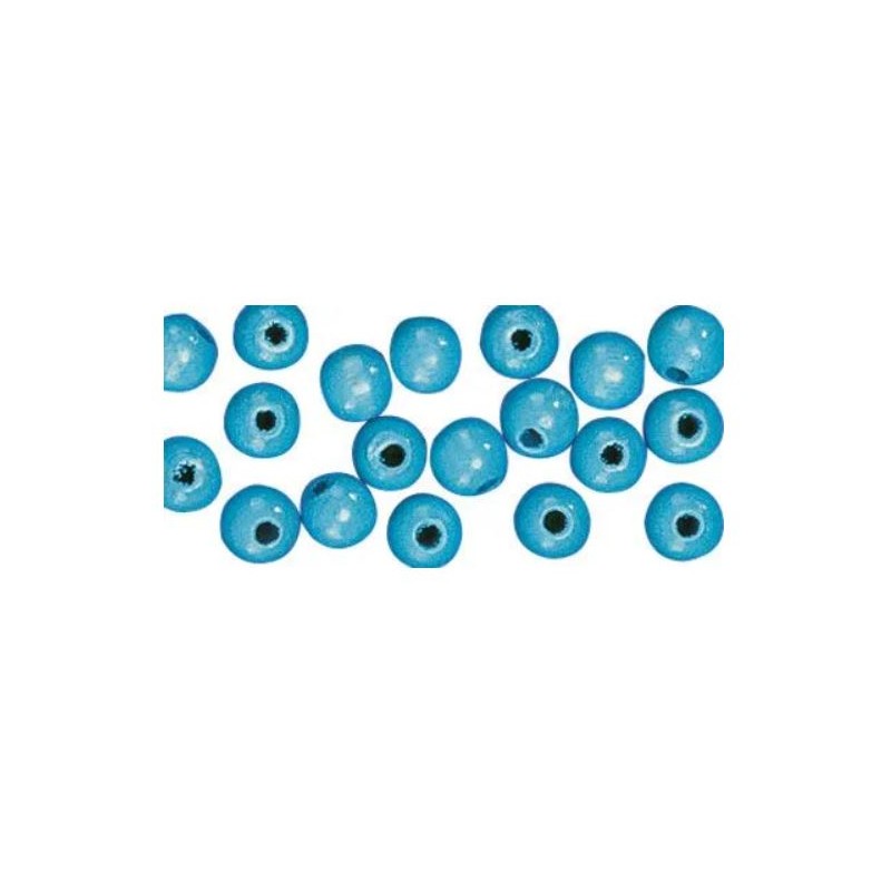 Rayher - Sachet de 150 perles en bois poli - Bleu - 4 mm