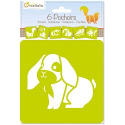 Avenue mandarine - Kit de 6 pochoirs animaux familiers